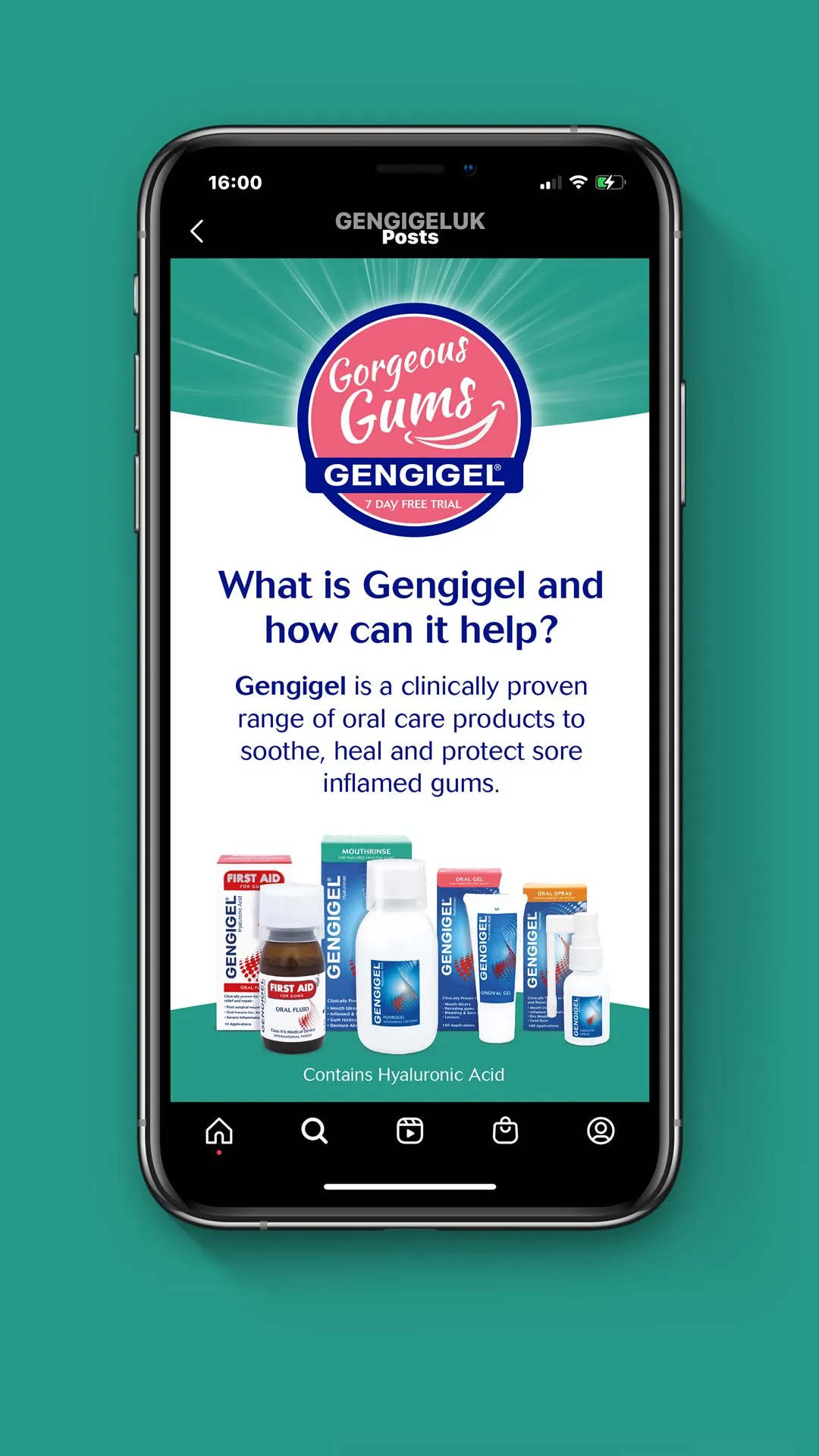 Gorgeous Gums Instagram story explaining what Gengigel is and how it helps