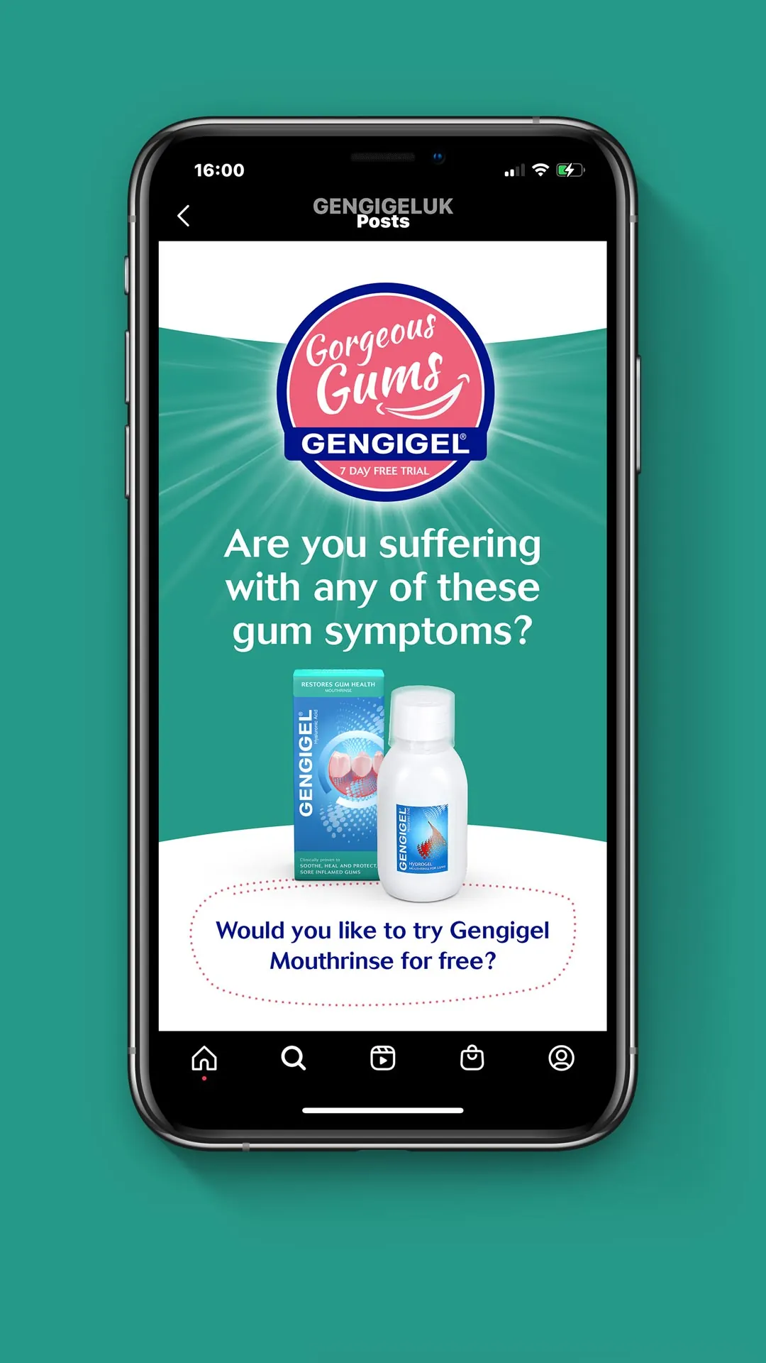 Gorgeous Gums Instagram story asking if you suffer from gum symptoms