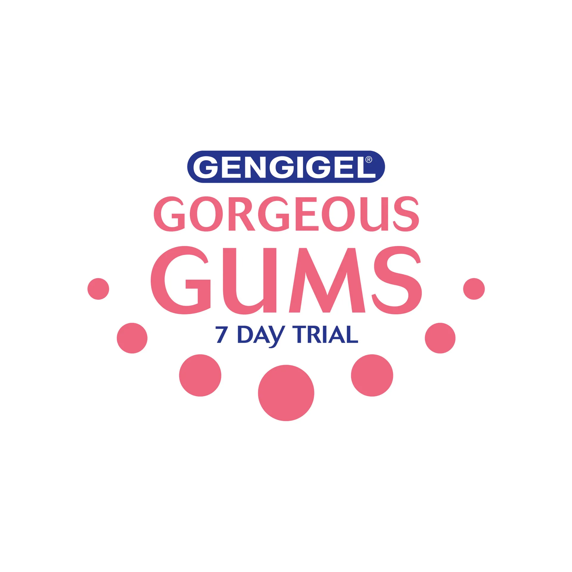 Gorgeous Gums logo concept with pink dots forming a smile