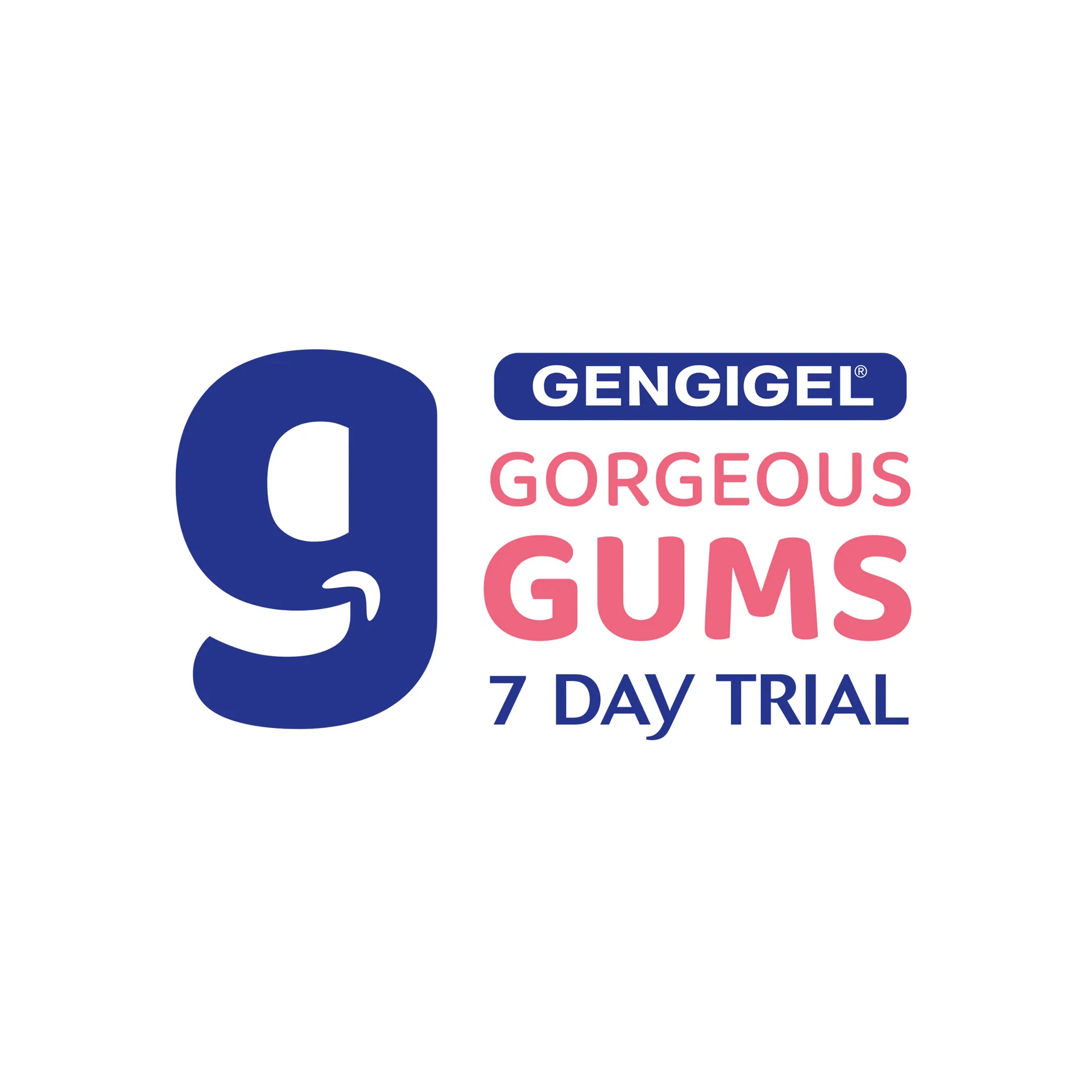 Gorgeous Gums logo concept with a large blue letter g