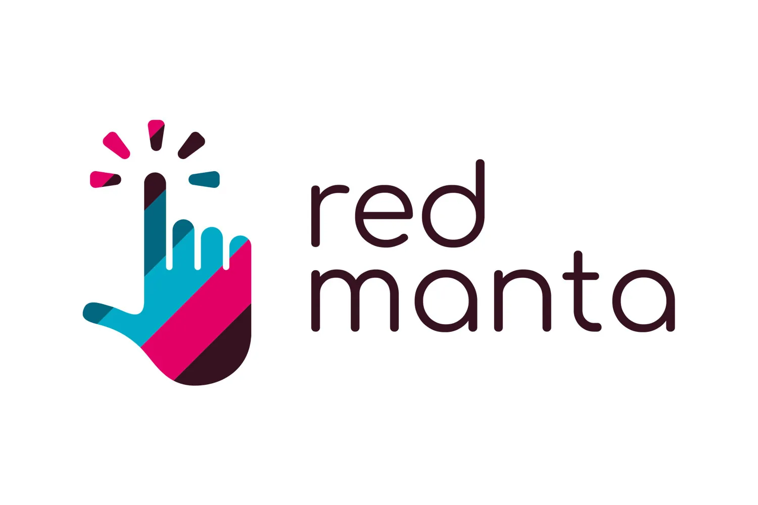 Red Manta logo concept with a hand tapping
