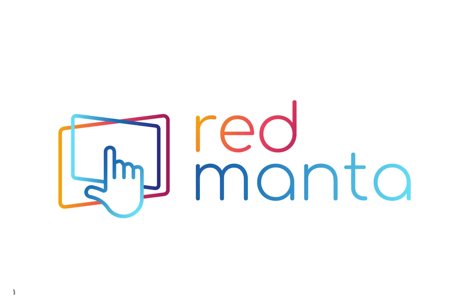 Red Manta logo concept with a hand touching a screen