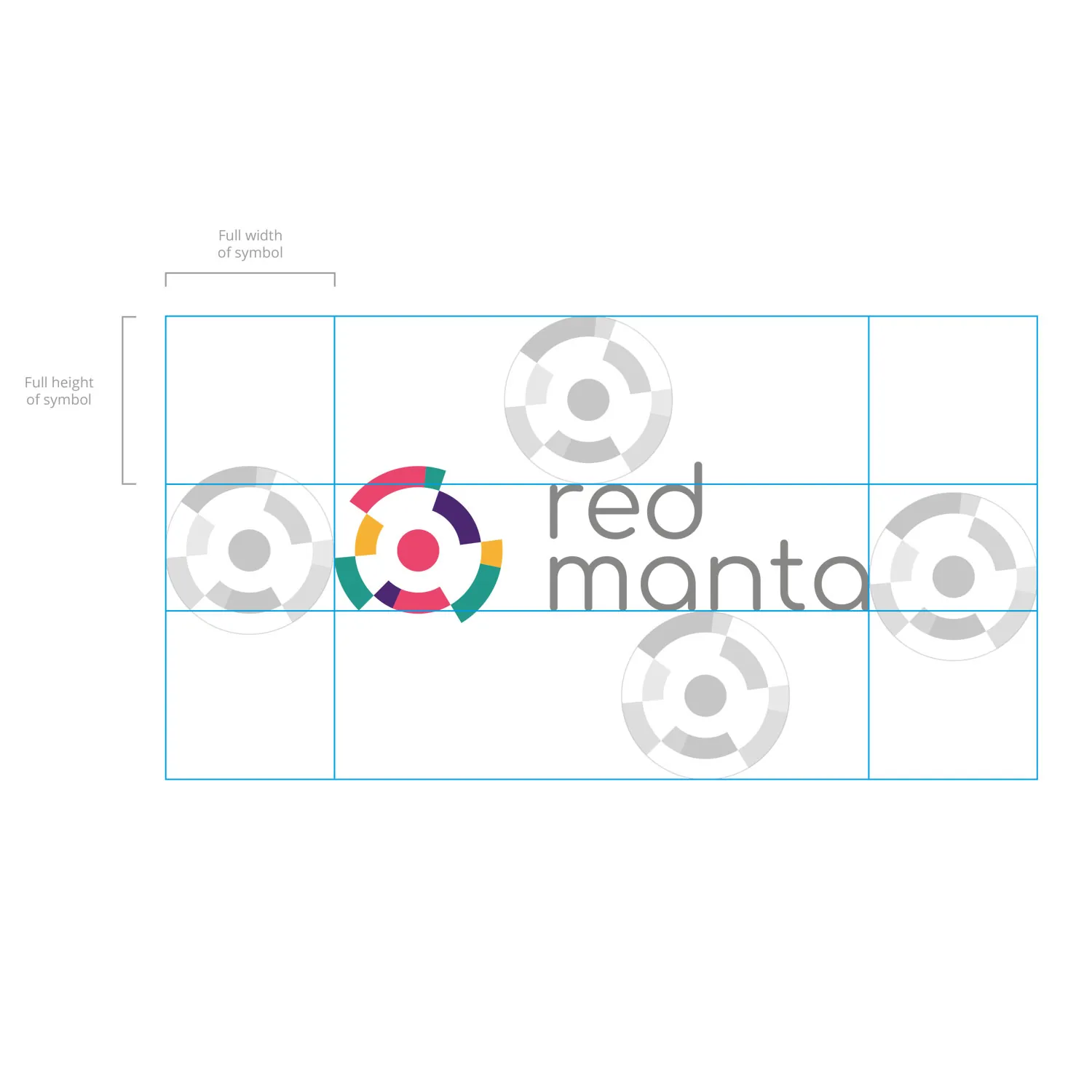 Red Manta logo construction grid showing clear space around the logo
